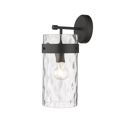 Z-Lite Fontaine 1 Light Wall Sconce, Matte Black & Clear 3035-1SL-MB